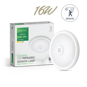 LED Plafonjera GT - 16W 1440lm 4000K IP20 PIR Bijela