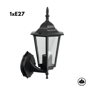 LED Armatura vrtna zidna LO4101 - 1xE27, IP54, Crna