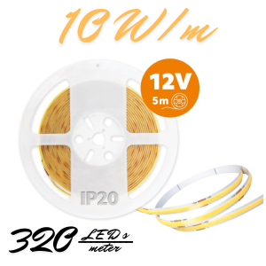 LED Traka Kobi COB 10W/m, 320-12-3000K, CRI>90, IP20, 5m