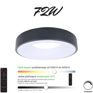 LED Plafonjera NOIR-L - 72W 5500lm 3CCT IP20 Remote Dim. Crna