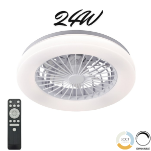 LED Plafonjera VENTELUX - 24W 1550lm 3CCT IP20 Remote Dim. Bijela