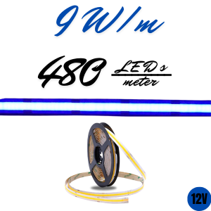 LED Traka EL COB 9W/m, 480-12-BLUE, IP20, 5m