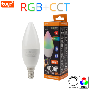 LED Žarulja Smart E14-5W 400lm RGB+CCT Tuya (Bluetooth)