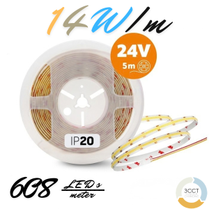 LED Traka Kobi COB 14W/m, 608-24-3CCT, CRI>90, IP20, 5m